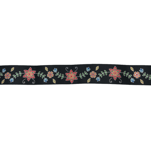 Ribbon By The Roll 1 1/2"" 23m Star Flower - Black