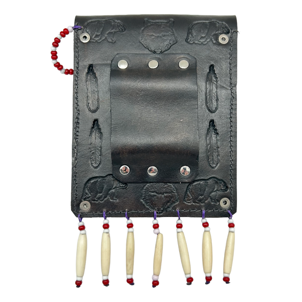 Leather Card Holder W Belt Loop  - Black