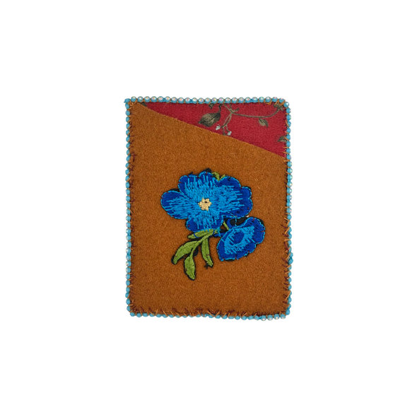 Melton Wool Card holder - Blue Flower