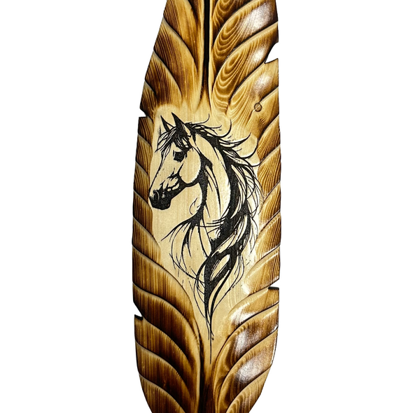 Laser printed Feather Plaque 23"  - Horse