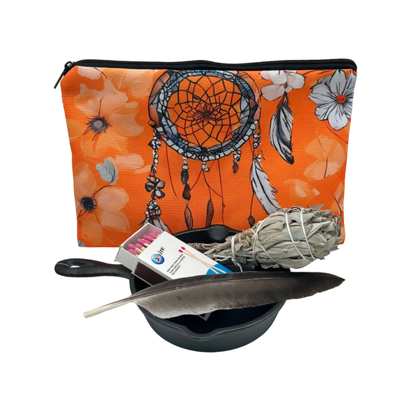 Mini Cast Iron Smudge Kit With Pouch