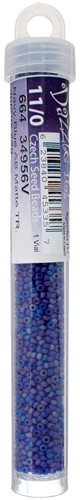 Czech Seedbead 11/0 Transparent Navy Blue AB Matt 22g Vial