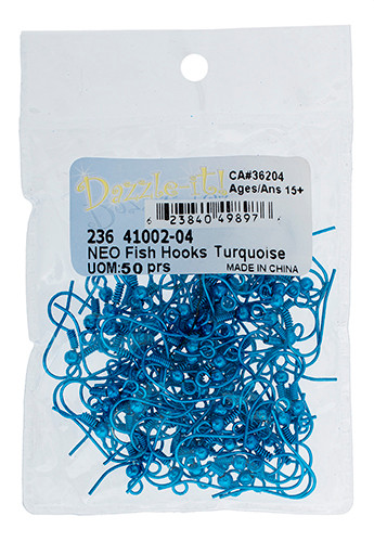 Fish Hooks Neon Turquoise - 50prs