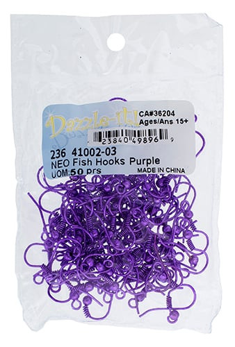 Fish Hooks Neon Purple - 50prs