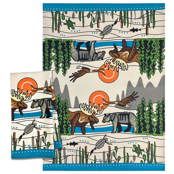 Tea Towel  27.5" x 20" 1pc "All My Relatives" Storm Angeconeb