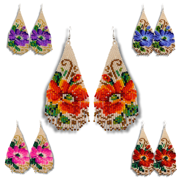 Floral Fringed Earrings asst