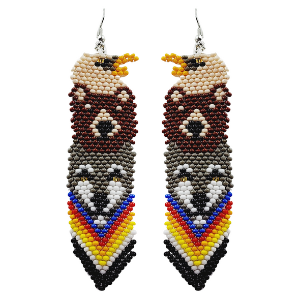 EARRINGS TOTEM EAGLE BEAR WOLF