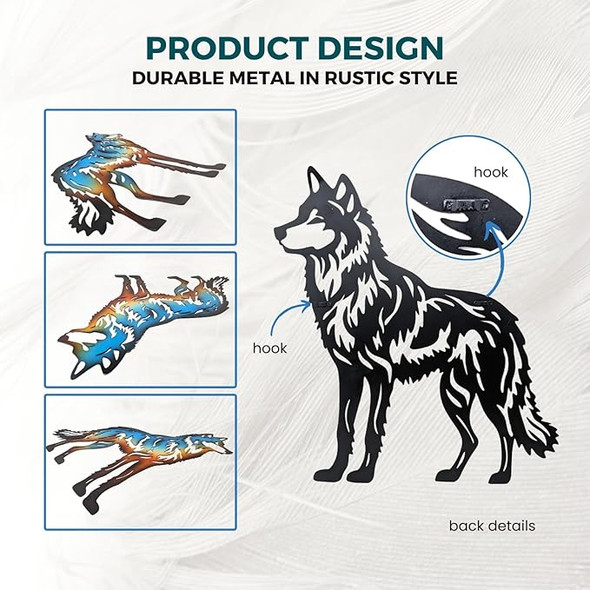 Wall Hanging Metal Wolf