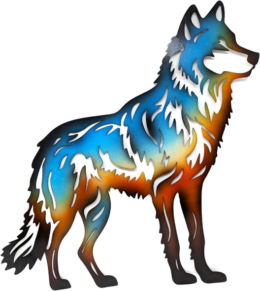 Wall Hanging Metal Wolf