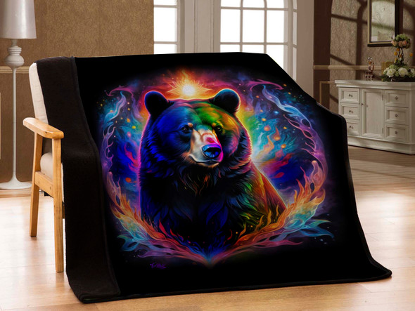 Sherpa Throw Neon Bear 50X60