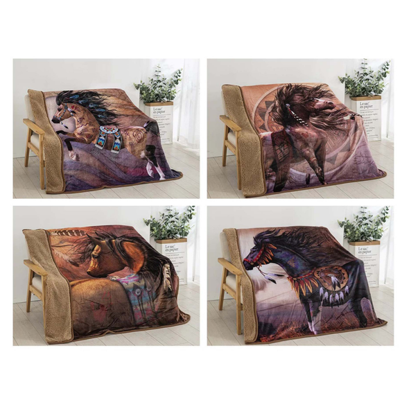 Sherpa Throw Southwest Horses 50X60