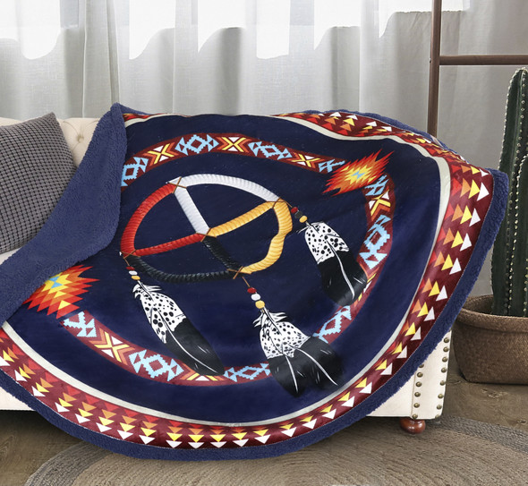 Sherpa Throw  60" Round Medicine Wheel