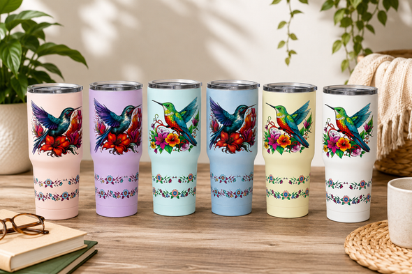 Travel Tumbler Stainless Steel Hummingbird 30oz