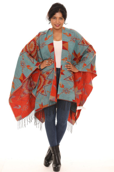 Poncho Starburst Design Reversible