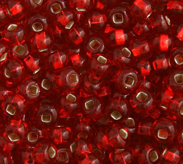 Czech Seed Bead Size 6 Sl Red 22g  Vial