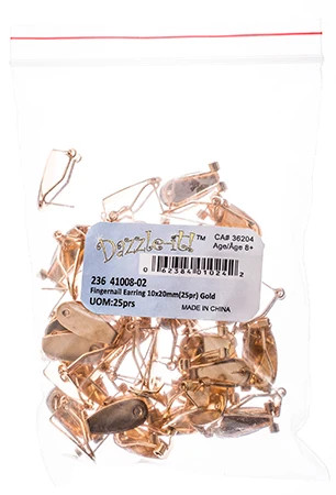 Fingernail Earring 25pr Rose Gold 10X20mm