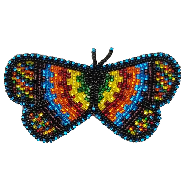 Beaded Barrette Tribal Design Hair Clip Butterfly 3.5"