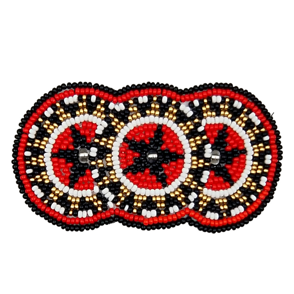 Beaded Barrette Tribal Design Hair Clip 3.5"