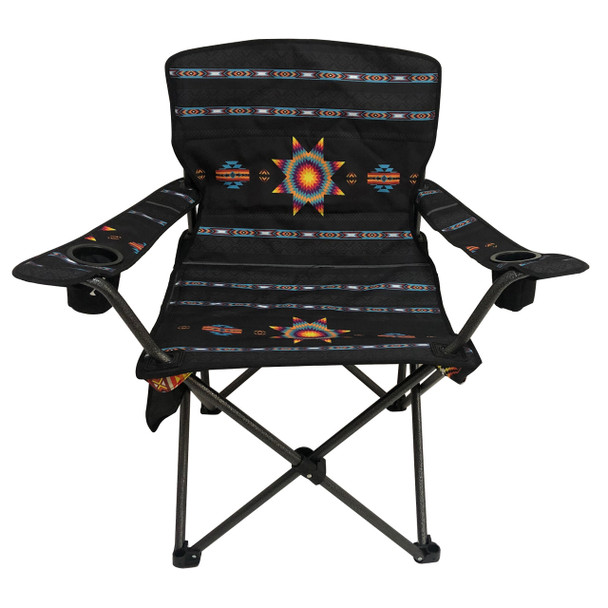 Lawn Chair Large Black Starburst Graphics 400Lbs