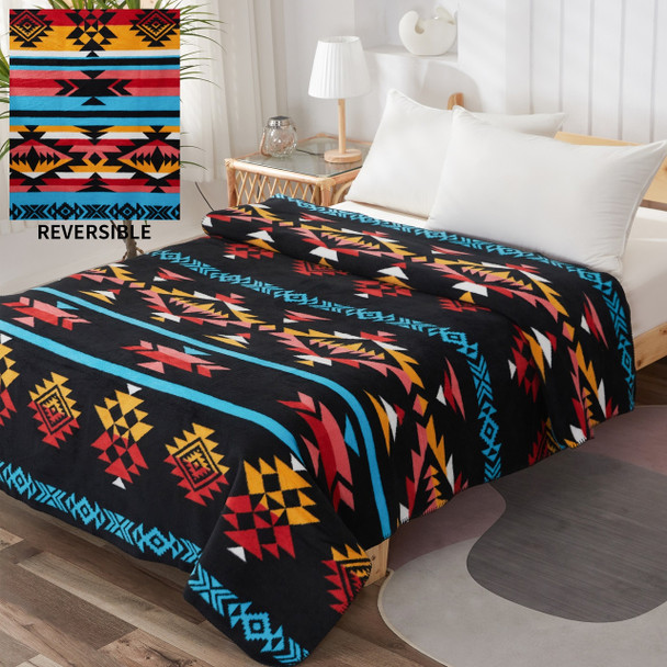 Cotton Blanket Full Black 7 Lakes 62" X 84"