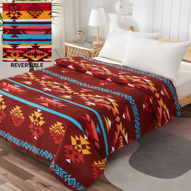 Cotton Blanket Full Burgundy 7 Lakes 62" X 84"