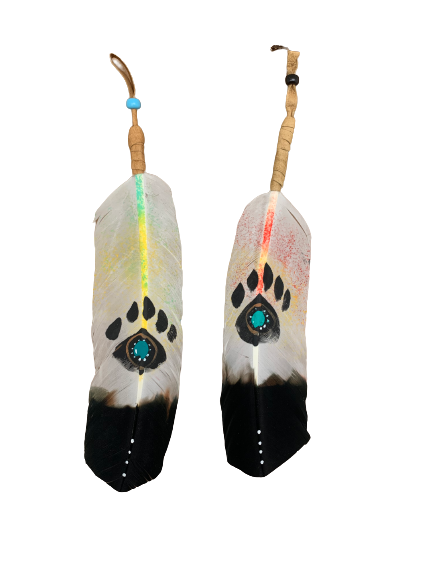 Handpainted Feather 6-8" Bear Paw Design
