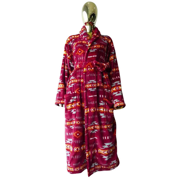 Southwest Burgundy Super Soft Robe Without Hood