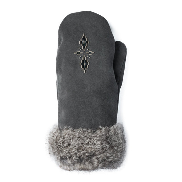 Fur Trim Mitt Charcoal Large Adult