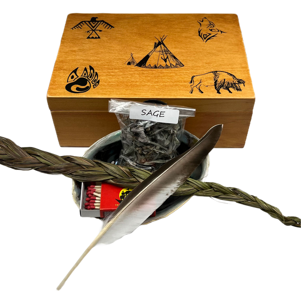 Smudge Box 8X5.5X3" With Abalone Shell