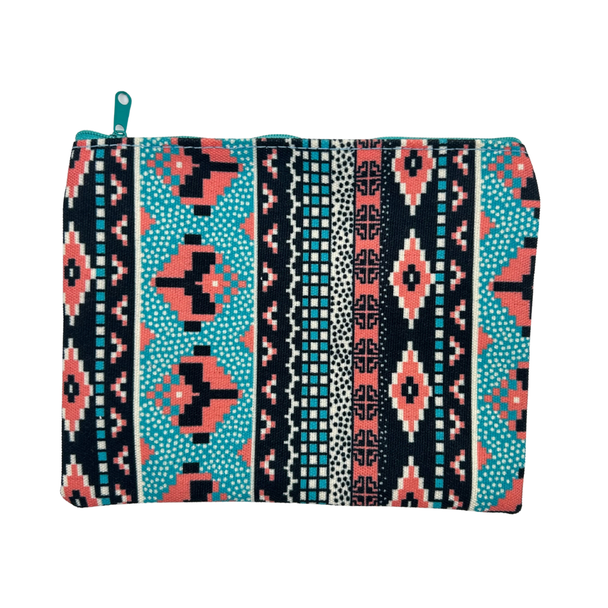 Pouch Tribal Turquoise 7.5 X 6 & Zipper