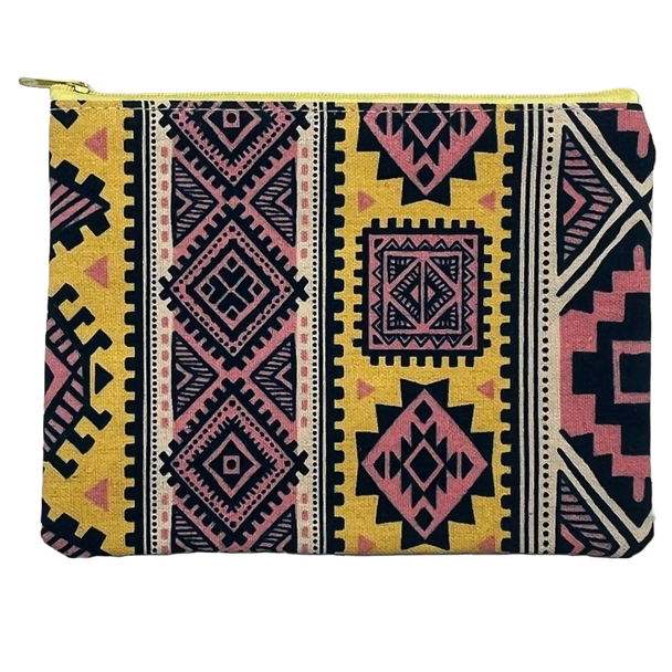 Pouch Tribal Yellow 7.5 X 6 & Zipper