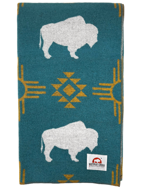 Buffalo Cross Premium Twin White Buffalo Turquoise/Yellow