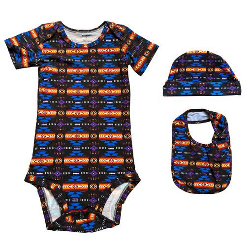 Baby Onesie 3Pc Southwest W Bib/Beanie 12 Month