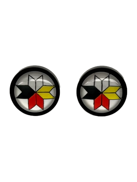 8 Point Star Stud Earrings -Black