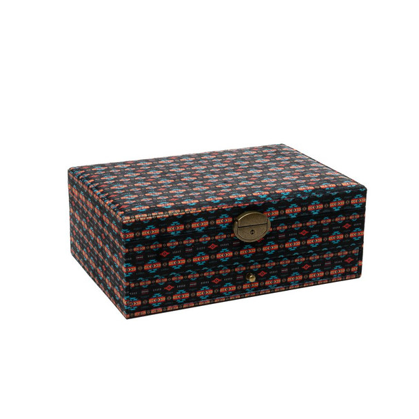 Large Jewelry Box With Drawer & Lock