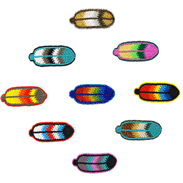 Beaded Feather Barrette Assorted Colors