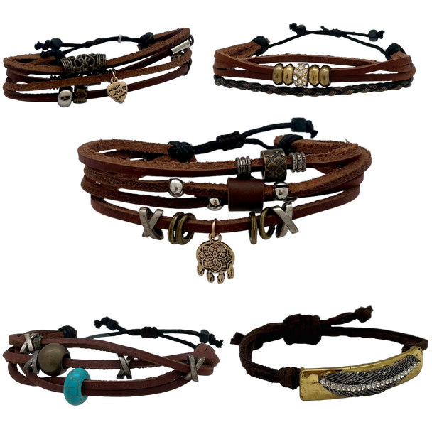 Adjustable Leather Bracelet Assorted Designs