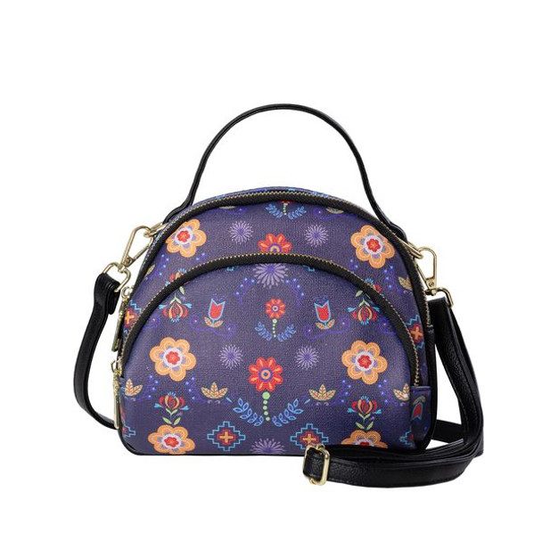 Purse Handbag With 4 Zippers Floral