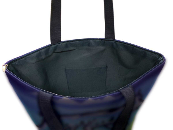 Canvas Tote "Happy Flower" Zipper/Pocket