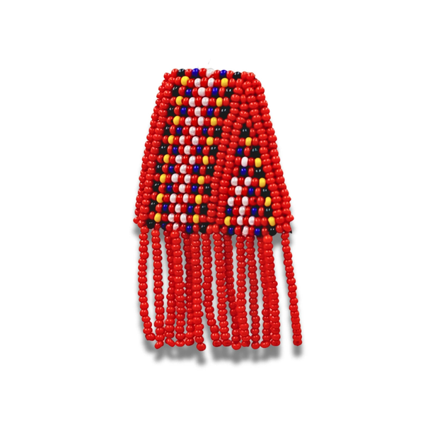 Beaded Brooch Pin Metis Sash 1.5" - Red