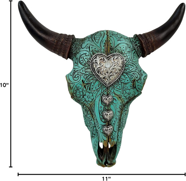 Wall Décor Skull W Hearts Turquoise