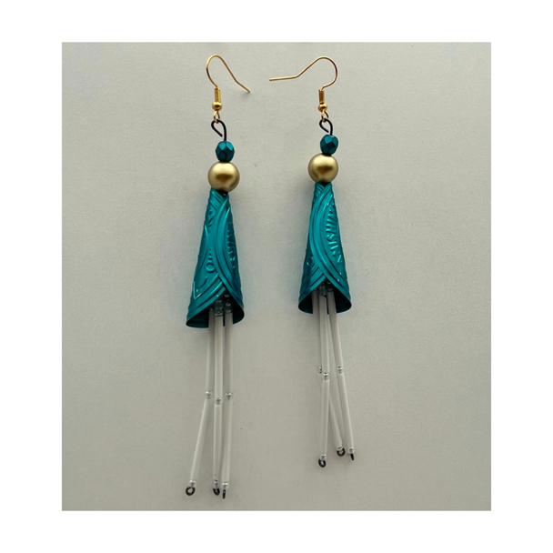 Blue Cone Earrings 4" Indigenous Made Blue Cone Earrings 4" Indigenous Made