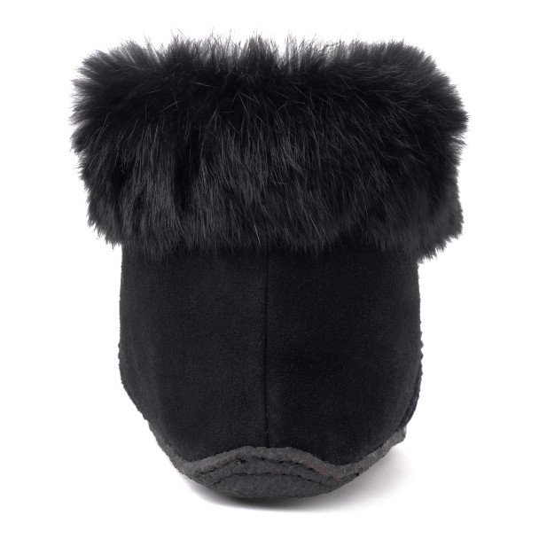 Tipi Suede Mid Moccasin with Fur Trim - Black Tipi Suede Mid Moccasin with Fur Trim - Black
