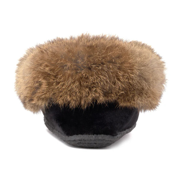 Tipi Moccasin  Black Velvet with Fur Trim Tipi Moccasin  Black Velvet with Fur Trim