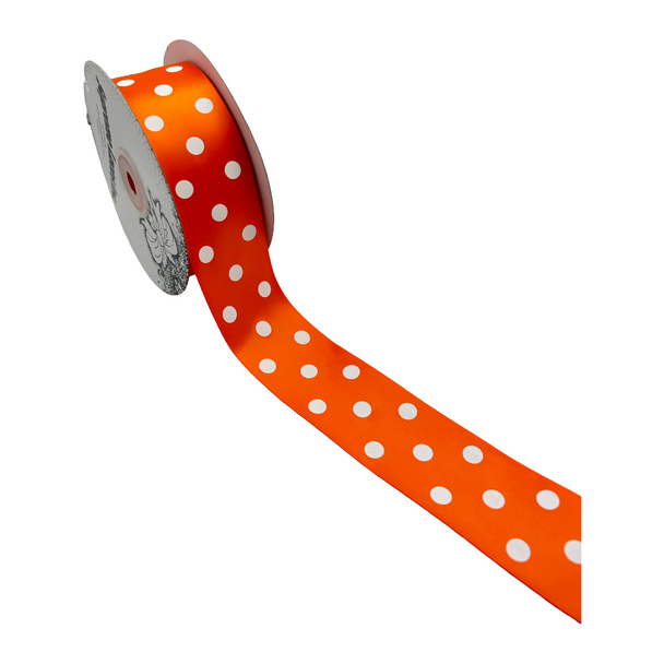 Ribbon By The Roll 1 1/2" 25m Polkadot - Orange