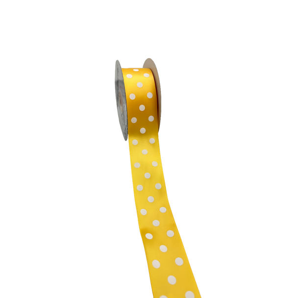 Ribbon By The Roll 1 1/2" 25m Polkadot - Gold