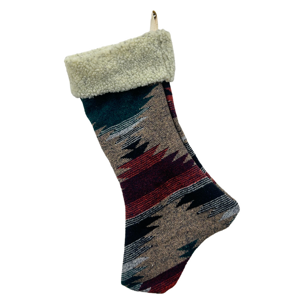 Christmas Stocking Tribal Design - Forest Green