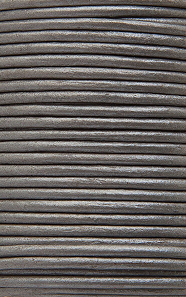 Leather Cord 1.5mm Rnd Silver Metallic 25m