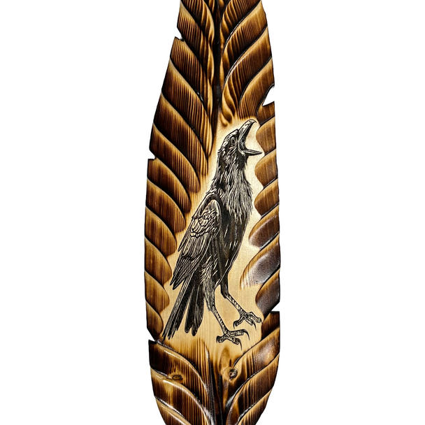 Laser Printed Feather Plaque 23" - Raven