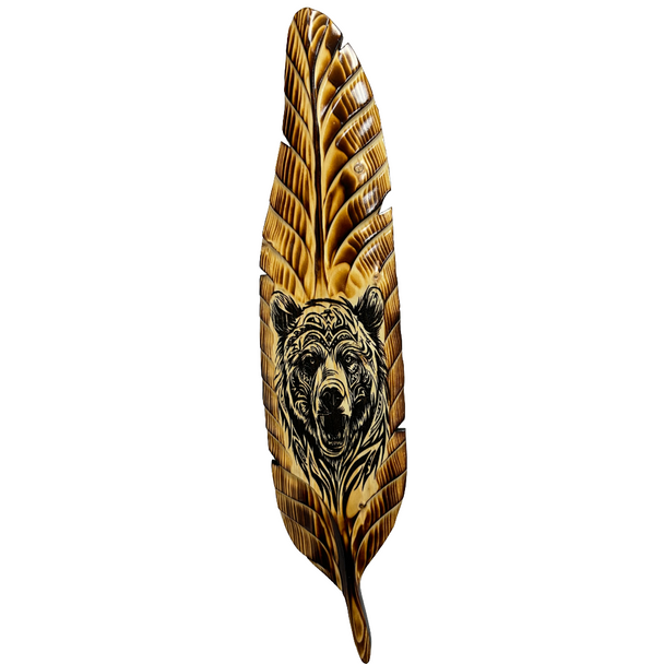 Laser Printed Feather Plaque 23" - Bear
